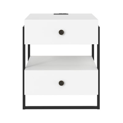 Boyd Sleep Pesaro Modern 2 Drawer Nightstand with USB Charging Station and Power Outlets, Pesaro