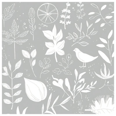 White Botanical Illustrations Blankets