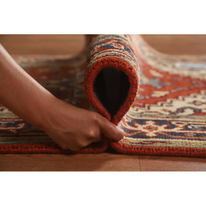 Tapis indien orange en laine 3x5