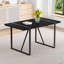 Table de salle à manger rectangulaire minimaliste de 55 pouces avec plateau texturé noir et pieds en métal