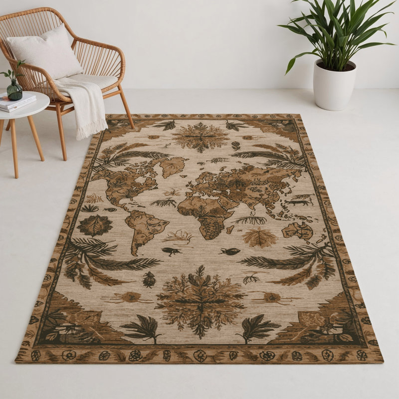 Tapis d'intérieur et d'extérieur brun Nature, Rectangle 5 pi x 7 pi
