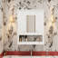 Armoire de salle de bain 35 po avec miroir, armoire à pharmacie murale avec tablette ouverte, armoire de rangement avec porte à miroir