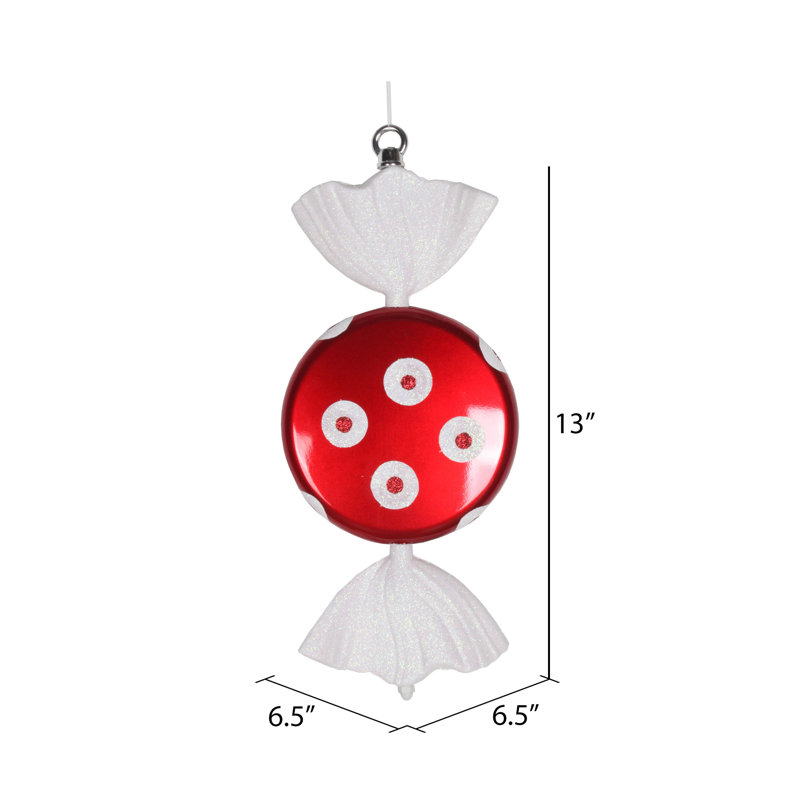 Ornement 13 "bonbon scintillant, Rouge / Blanc