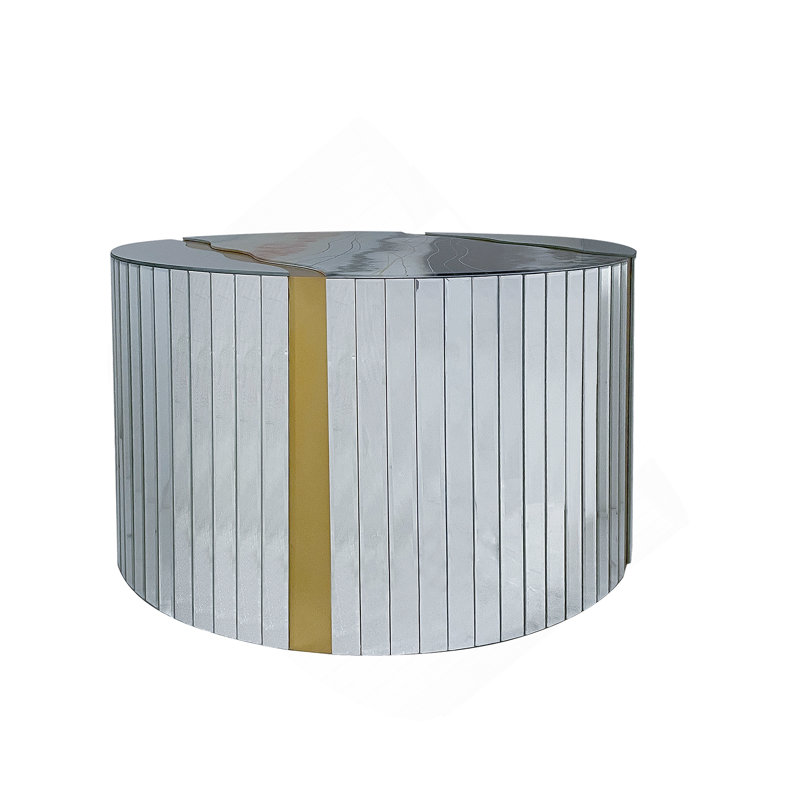 Table basse compacte avec miroir en marbre blanc