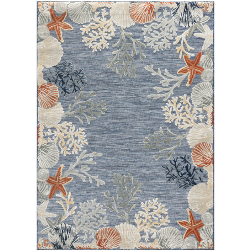  Suncoast 5'3" x 7'3" Denim Multicolor Coastal, Nautical & Beach Rug, Rectangle 5'3" x 7'3", Denim Multicolor