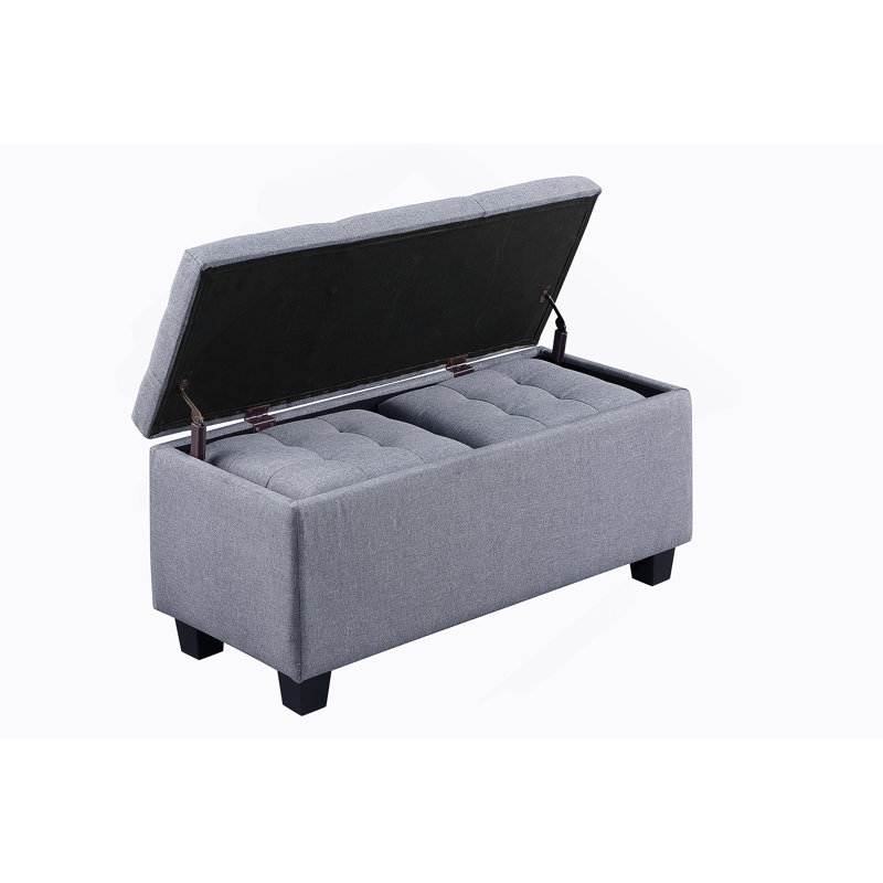 Banc de rangement rembourré Bryne, Gris