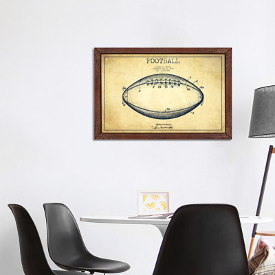 Football Vintage Patent Blueprint by Aged Pixel - Floater Frame Print on Canvas