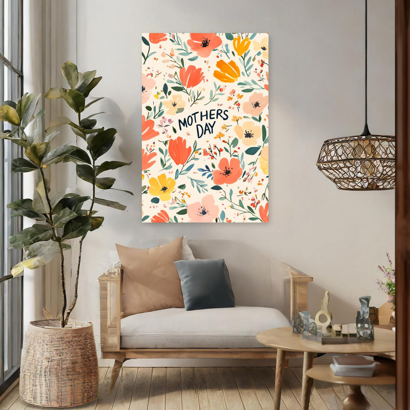 «Blooming Love Colorful Delicate Whimsical Flower Nature», art mural, 48" H x 32" W