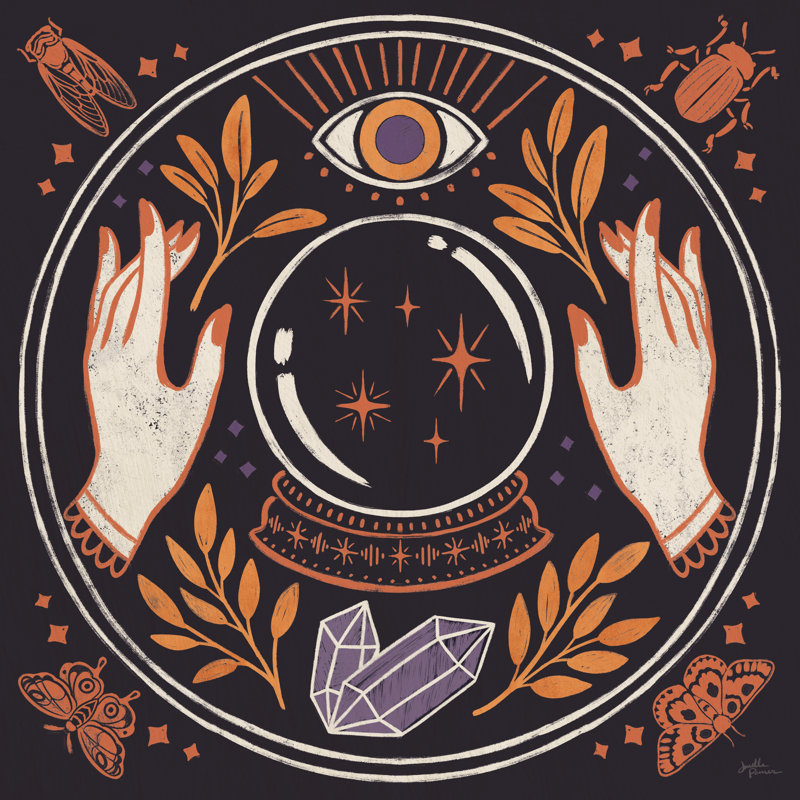 «Spooky Symbols II» par Janelle Penner - impression sur toile tendue, H 20 po x l 20 po, Imprimé à cadre doré, Yes