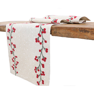Jager Branch Crewel Embroidered Table Runner
