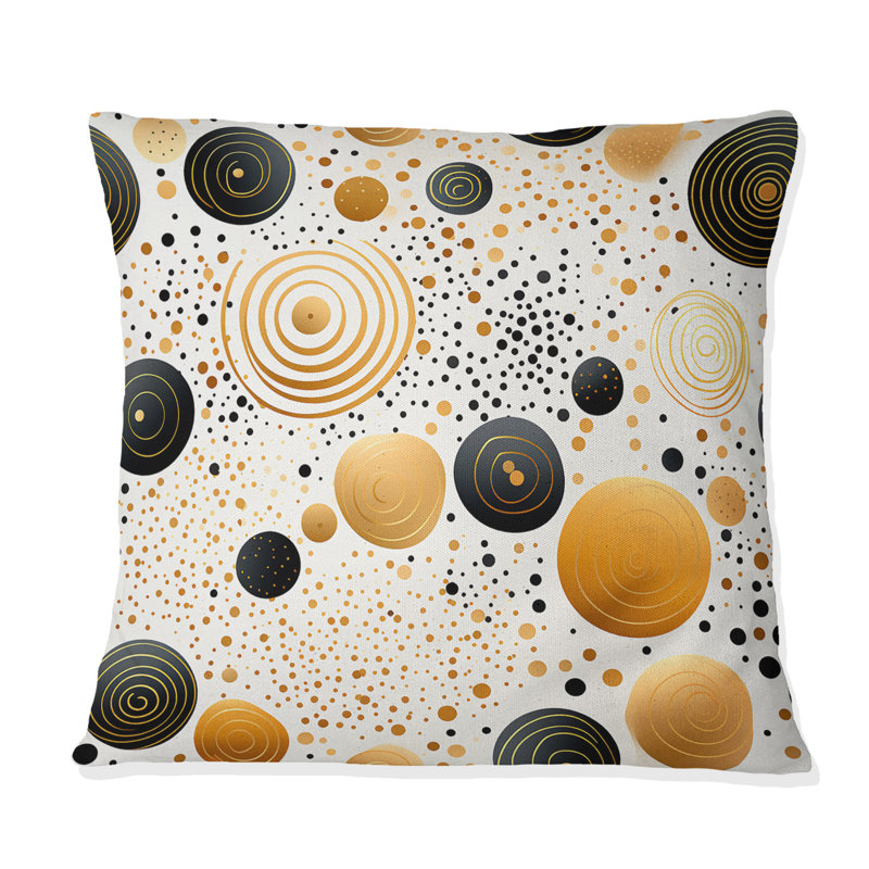 Coussin décoratif en polyester à pois dorés I - Pois, H 18 po x l 18 po