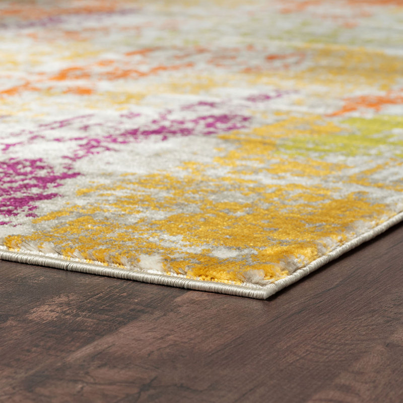 Tapis abstrait or / rose / sauge Enyeart, Rectangle 8 pi 9 po x 12 pi 3 po