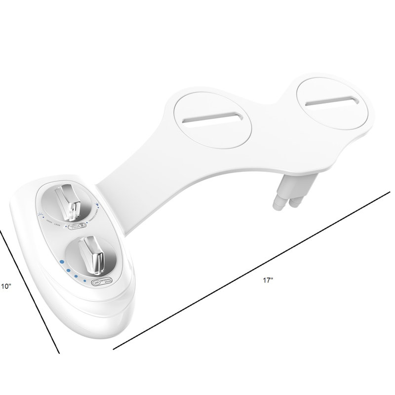 Toilet Bidet With Dual Nozzle Spray Guard For Front Feminine And Rear Wash, Two Knob Handles Water Flow Direction Control, Fits Most Seats, Hygienic Alternative Adjustment, Substitute