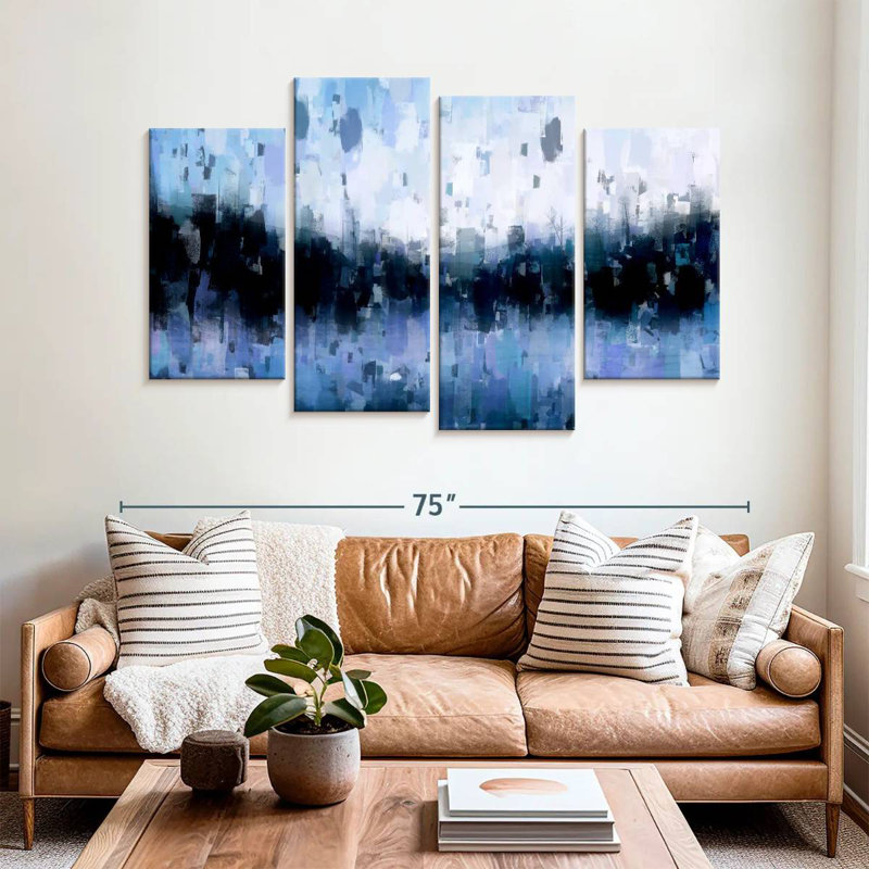 Avery Abstract Navy Blue, 42" H x 68" W