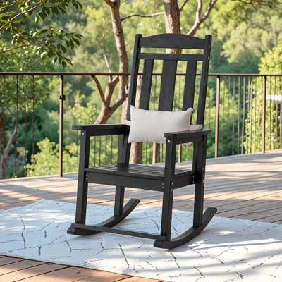 Chaise berçante d'extérieur avec dossier haut et coussin Aronson All Weather
