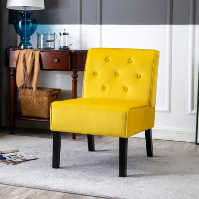 Fauteuil d'appoint à motif capitonné avec tissu en velours Living Room