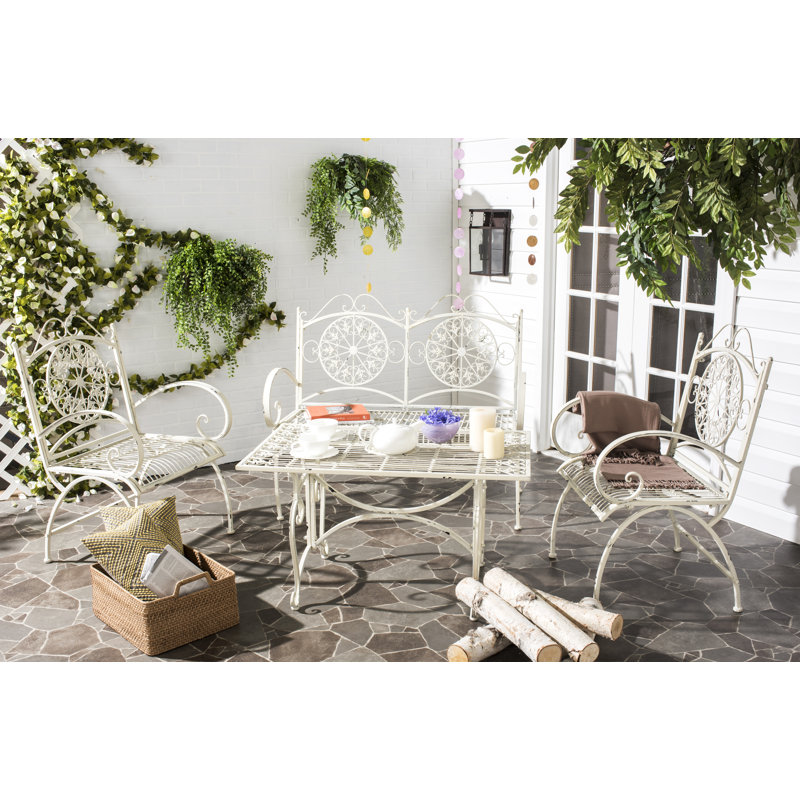 Pafford 4 - Person Patio Dining Set with Rectangular Table, Antique White