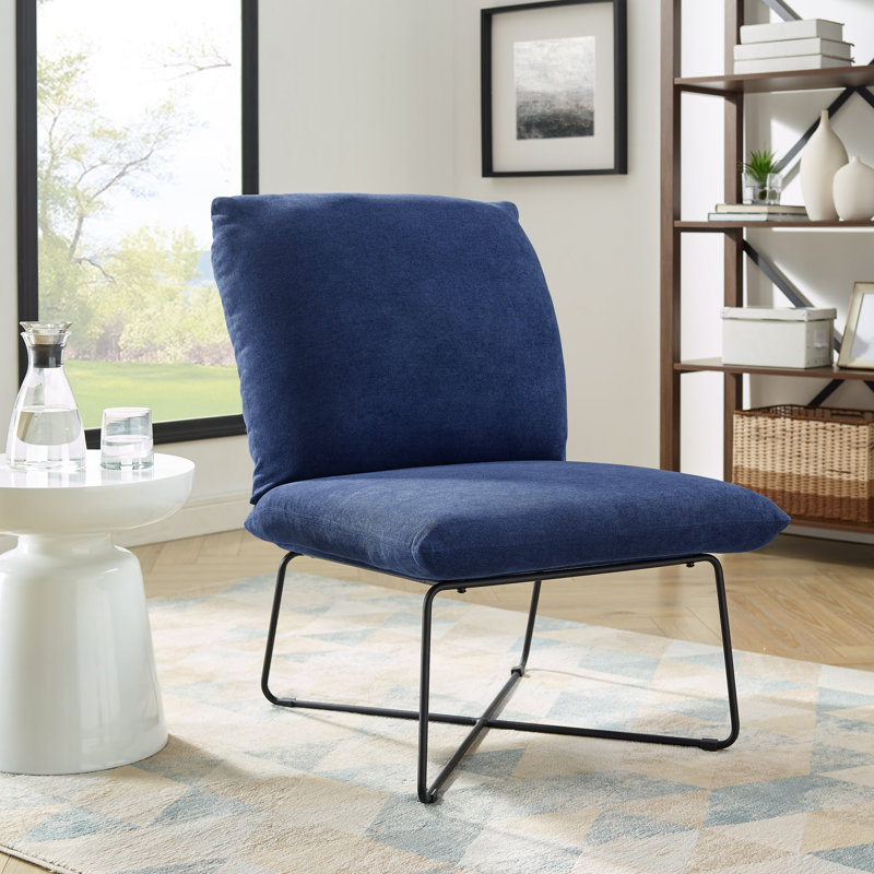 Chaise d'appoint en velours de 26 po de largeur Tosun, Velours bleu