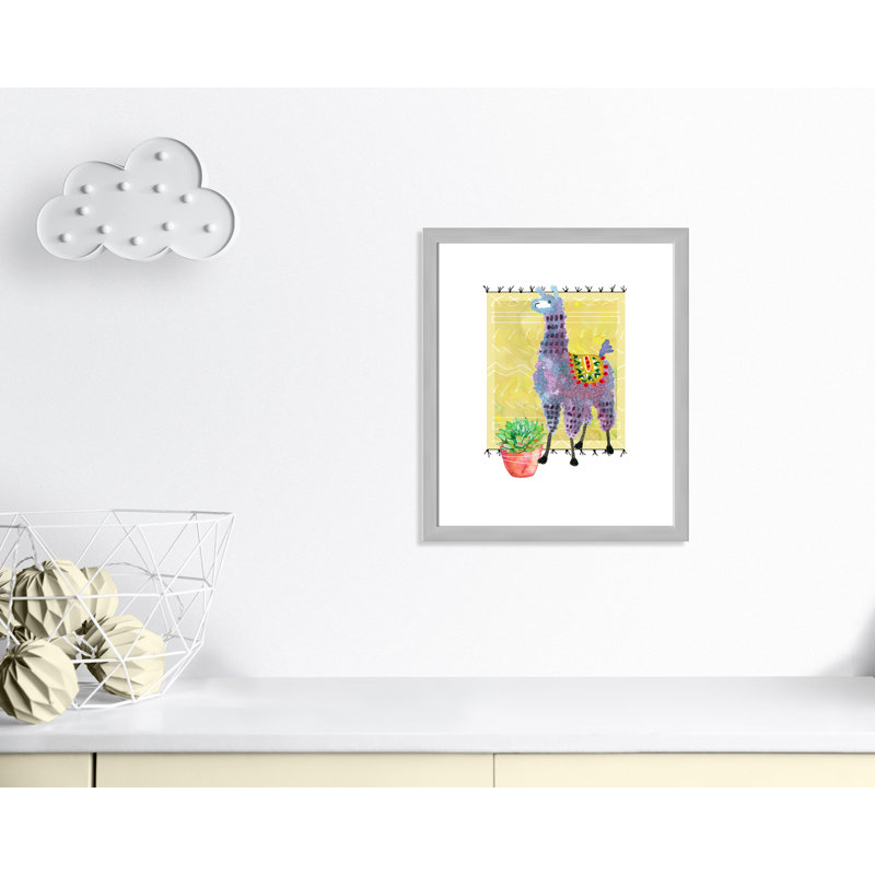 « jolie llama ii », art sur toile, H 26,5 po x l 22,5 po x P 0,625 po, Cadre argenté
