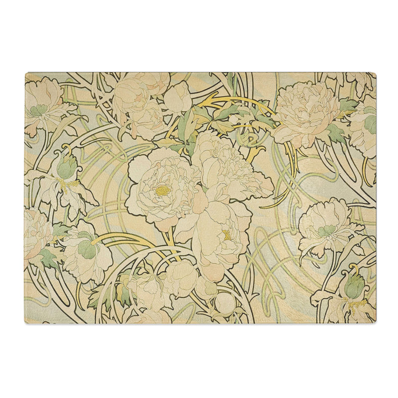 Peonies by Alphonse Mucha Chopping Board, 0.4cm H x 20cm W x 28.5cm L