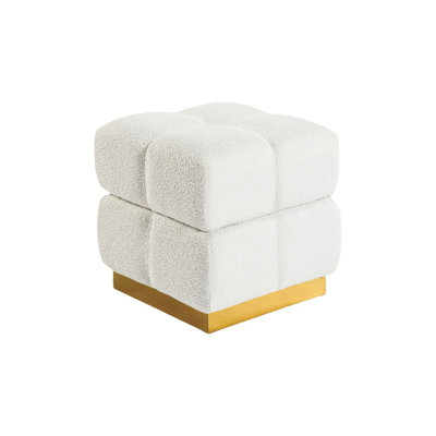 Contemporary Style Square Storage Stool Biscuit Tufting Storage Compartment Primary Living Room