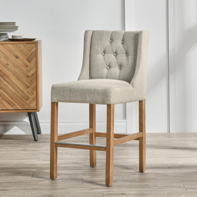 Upholstered Bar & Counter Stool, French Beige Basketweave, Counter Stool (24" Seat Height)
