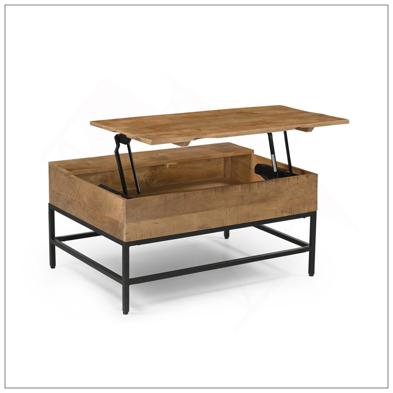T1105-01 Natural Lift Top Coffee Table, Natural Wood
