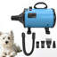 Pet Hair Dryer Blower, 2000W Adjustable Speed Pet Grooming Dryer with Heating Function, 4 Nozzles & Flexible Hose, Low Noise Dog Cat Hair Dryer for Home Pet Grooming, EU Plug