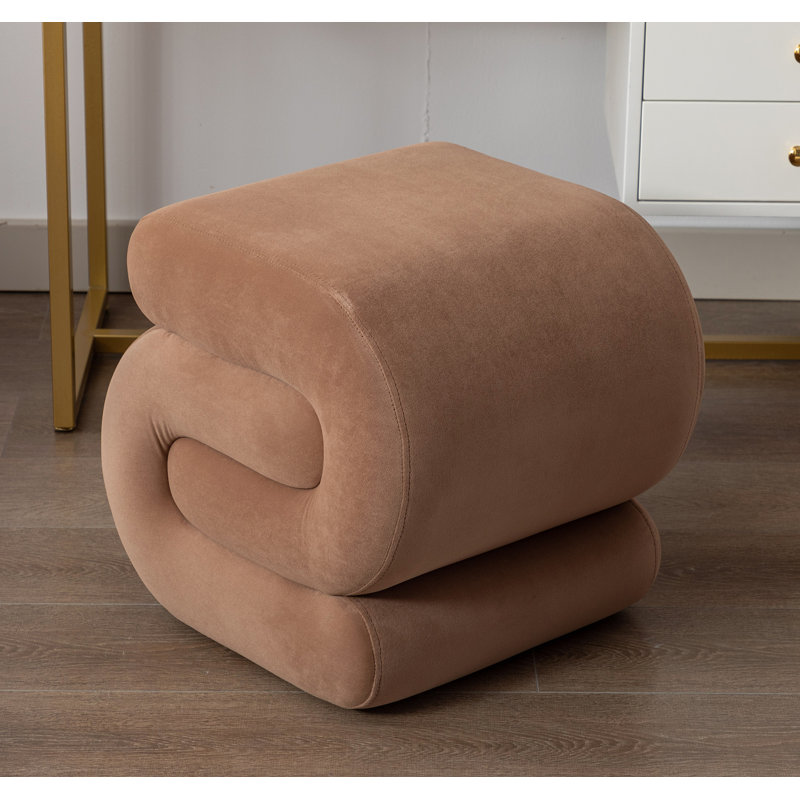 S-shape Ottoman Makeup Stool Footstool, Light Orange