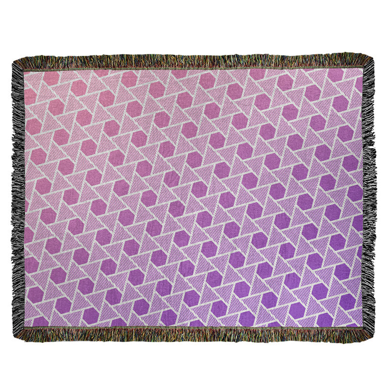 Jeté en coton tissé hexagones et triangles Katelyn Elizabeth, Rose / Mauve