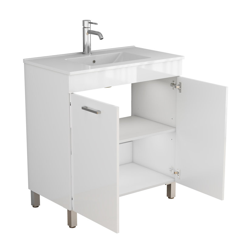 Single Bathroom Vanity with @Solid + Manufactured Top
