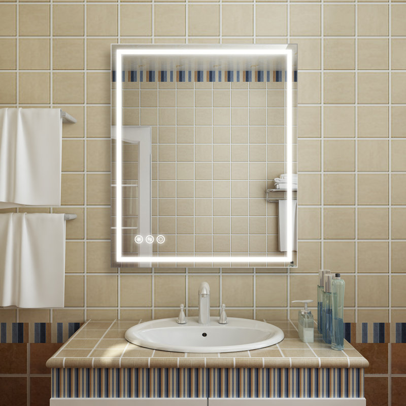 Miroir de salle de bain mural à DEL avec lumières Miroir sans cadre avec température de couleur réglable