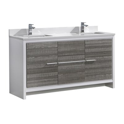 Fresca Allier Rio 60"" Free-Standing Double Sink Modern Bathroom Vanity Set -  FCB8119HA-CWH-U