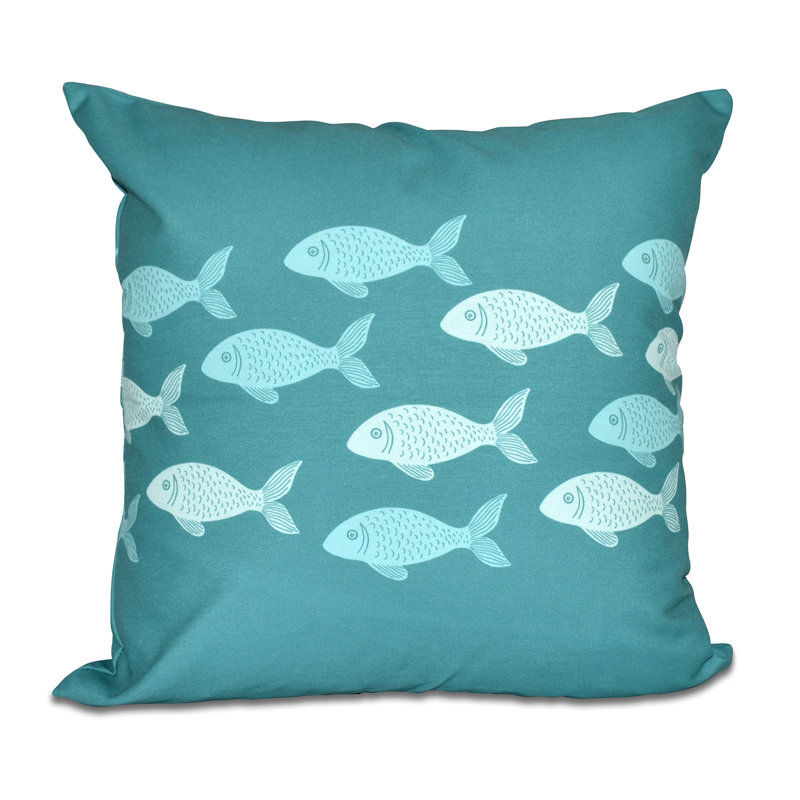 Beach Vacation Reversible Throw Pillow, Teal, 26" H x 26" W