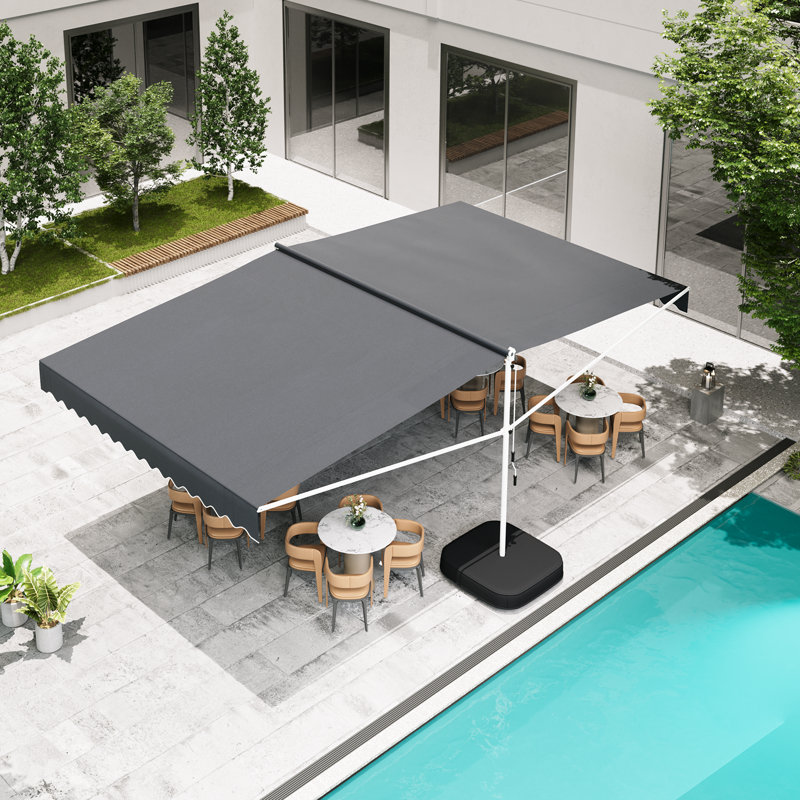 Free Standing Retractable Awning With Weighted Base