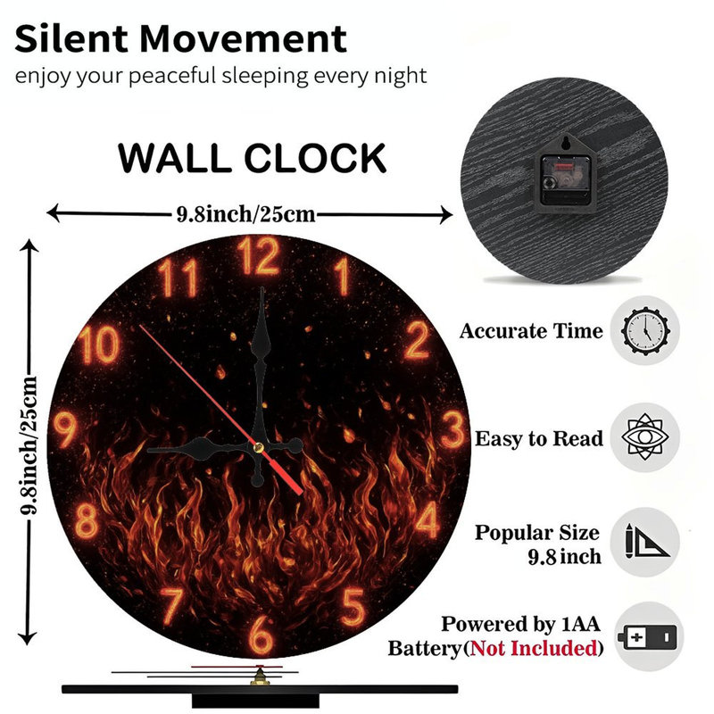 Horloge de feu avec chiffres en feu
