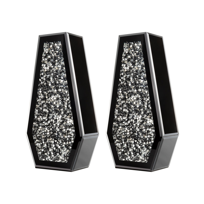 Cerrie Indoor Glass Table Vases, 14" H x 7.3" W x 3.9" D, Black