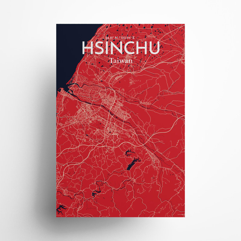 Hsinchu City Map In Nautical - No Frame Print, 36cm H x 24cm W x 0.05cm D
