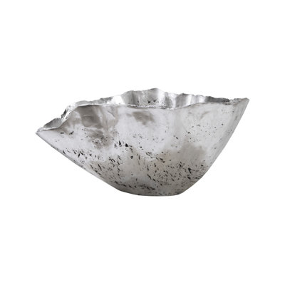 Cast Onyx Bowl, Silver Leaf, Large
