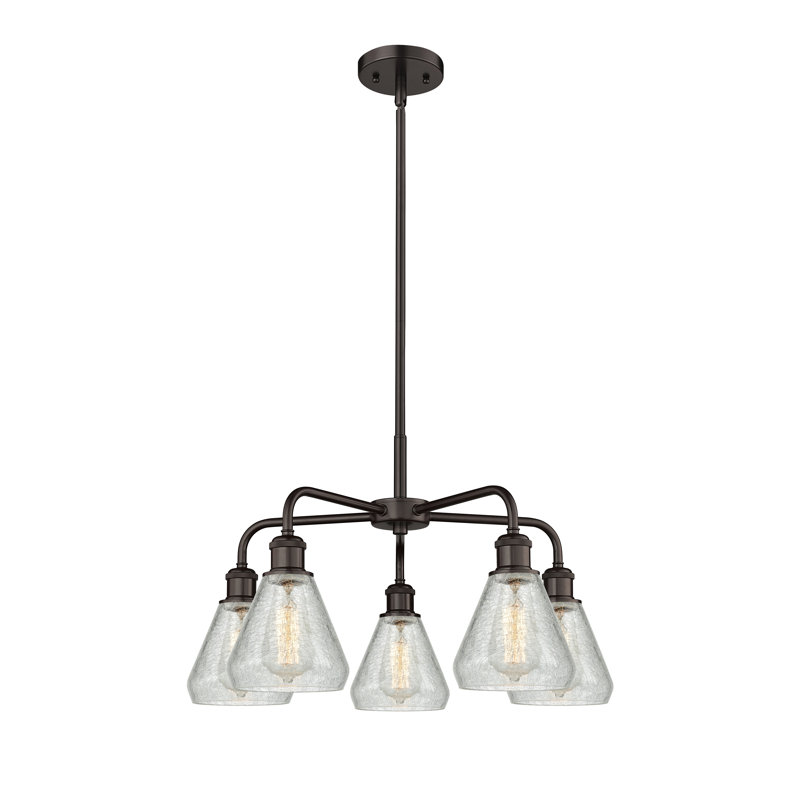 Lustre conique à 5 lumières Kotter, Bronze huilé