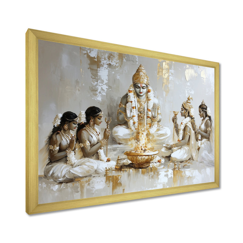 Décoration murale Vishnu The Preserver Hinduism III - Hindouisme, H 34 po x l 44 po, Doré