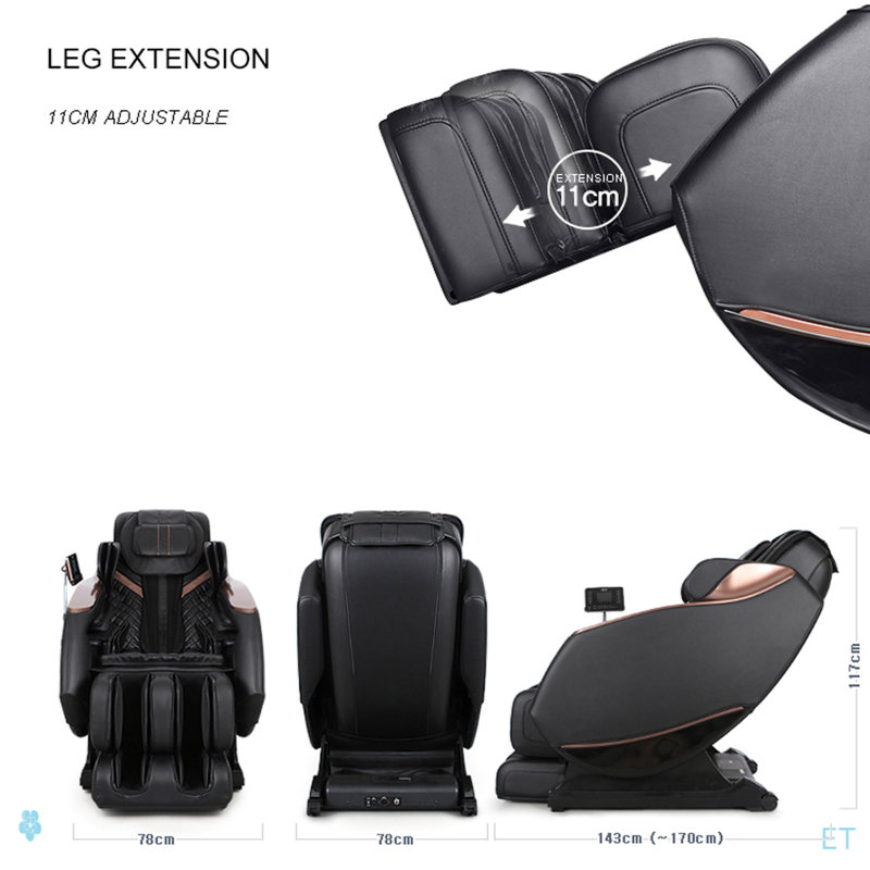 Fauteuil inclinable complet de massage shiatsu à gravité zéro avec haut-parleur gonflable, écran tactile ACL et mini télécommande