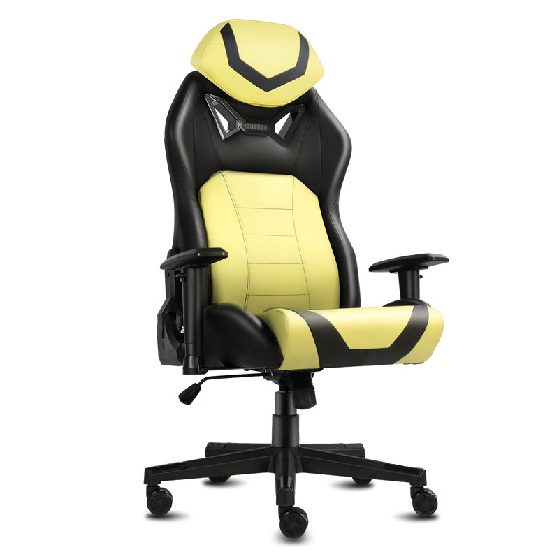 Inbox Zero Adjustable Ergonomic Swiveling PC & Racing Game Chair, Yellow/Black