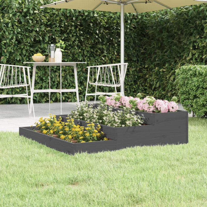 Anneclaar Self-Watering Wood Raised Garden Bed, 27cm H x 107cm W x 107cm D, Grey
