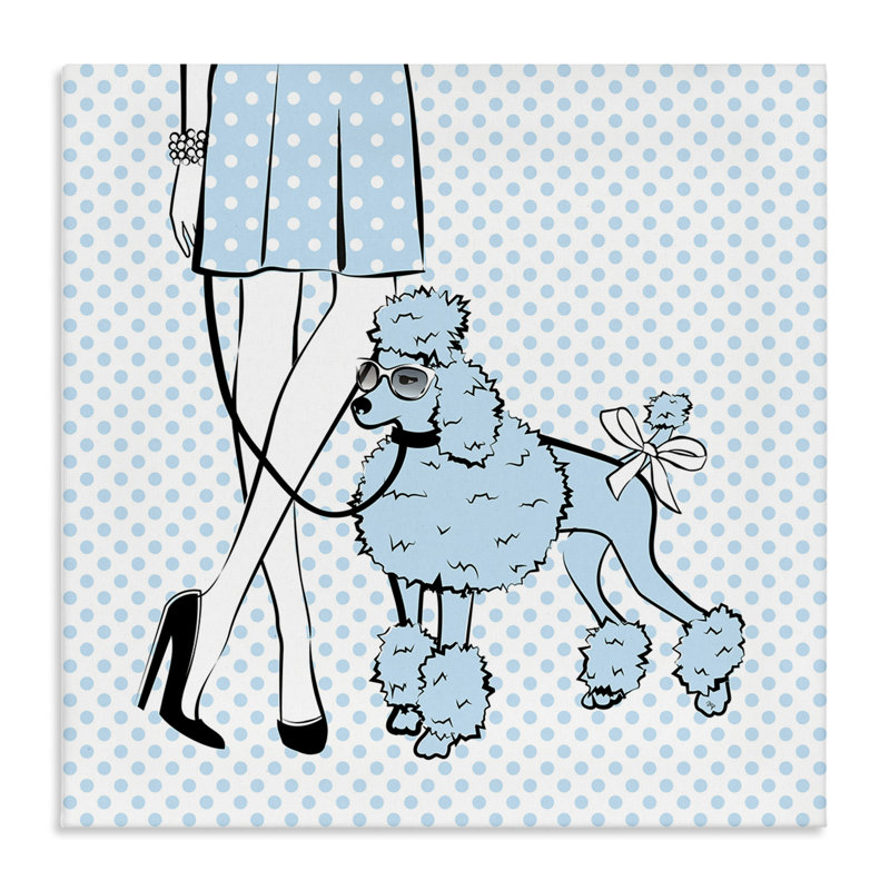 Art mural en toile «D pois Girl & Poodle» par Martina Pavlova, H 24 po x l 24 po
