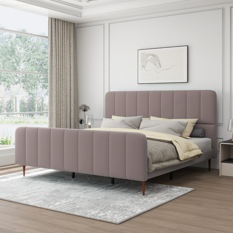 Lit plateforme tapissier Sarosh, Très grand, Mauve