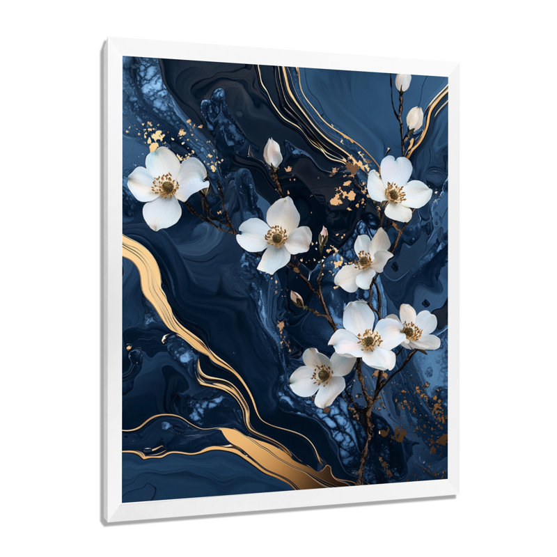 Kneeland - impressions murales florales, 32" H x 24" W, Single Picture Framed Print, White