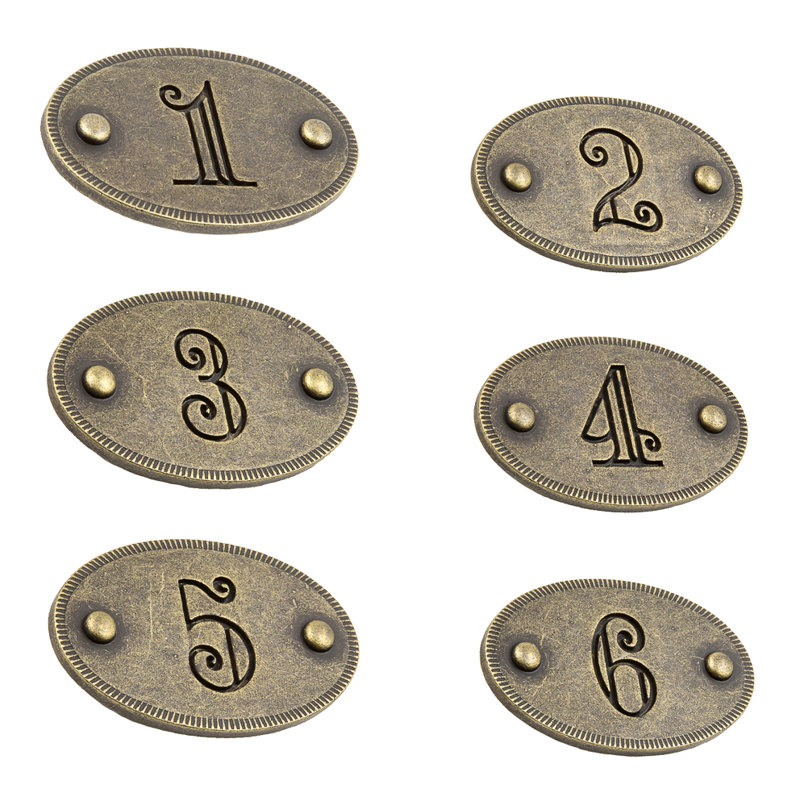 Plaques de numéro de tiroir, Laiton antique
