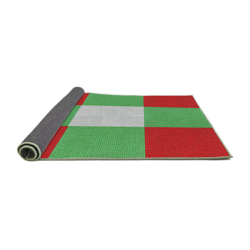 Tapis rouge / vert à motif géométrique Siegbert, Rond 8 pi