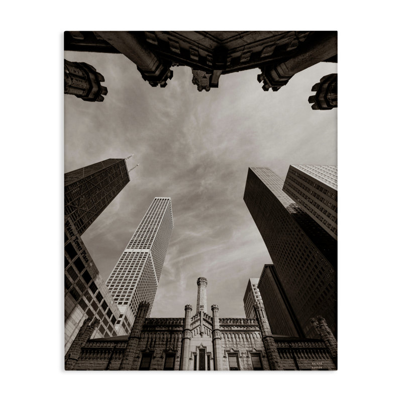Toile vue de Chicago, vue de Chicago, vue par Nathan Larson, H 20 po x l 16 po